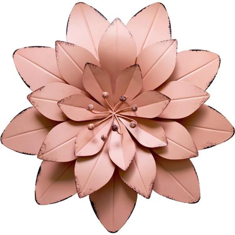 5 Dusty Light Pink Floral Metal Wall Art Decor(11.5x2 inch,1pc) - Picture 1 of 6